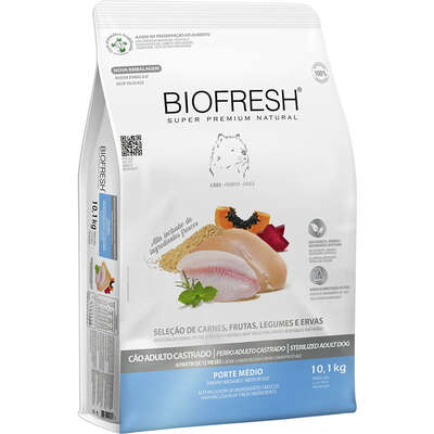 Ração Seca Biofresh Mix de Carne, Frutas, Legumes e Ervas Frescas Cães Castrados de Raças Médias