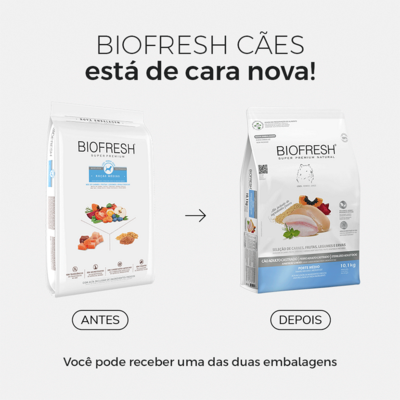 Ração Seca Biofresh Mix de Carne, Frutas, Legumes e Ervas Frescas Cães Castrados de Raças Médias