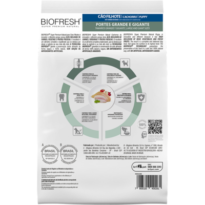 Ração Seca Biofresh Mix de Carne, Frutas, Legumes e Ervas Frescas Cães Filhotes de Raças Grandes e Gigantes