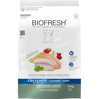 Ração Seca Biofresh Mix de Carne, Frutas, Legumes e Ervas Frescas Cães Filhotes de Raças Grandes e Gigantes