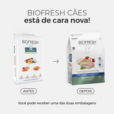 Ração Seca Biofresh Mix de Carne, Frutas, Legumes e Ervas Frescas Cães Filhotes de Raças Grandes e Gigantes