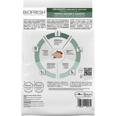 Ração Seca Biofresh Mix de Carne, Frutas, Legumes e Ervas Frescas Cães Adultos de Raças Grandes e Gigantes