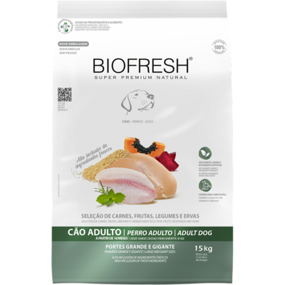Ração Seca Biofresh Mix de Carne, Frutas, Legumes e Ervas Frescas Cães Adultos de Raças Grandes e Gigantes