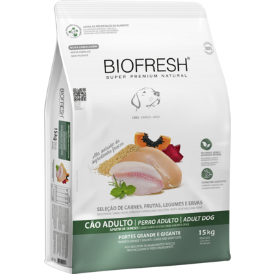 Ração Seca Biofresh Mix de Carne, Frutas, Legumes e Ervas Frescas Cães Adultos de Raças Grandes e Gigantes