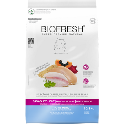 Ração Seca Biofresh Mix de Carne, Frutas, Legumes e Ervas Frescas Light Cães de Raças Médias