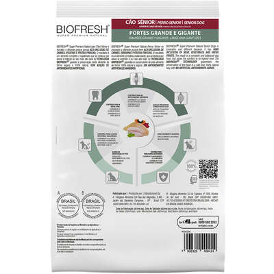 Ração Seca Biofresh Mix de Carne, Frutas, Legumes e Ervas Frescas Cães Sênior de Raças Grandes e Gigantes