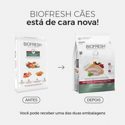 Ração Seca Biofresh Mix de Carne, Frutas, Legumes e Ervas Frescas Cães Sênior de Raças Grandes e Gigantes