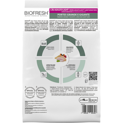 Ração Seca Biofresh Mix de Carne, Frutas, Legumes e Ervas Frescas Light Cães de Raças Grandes e Gigantes
