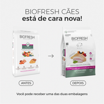 Ração Seca Biofresh Mix de Carne, Frutas, Legumes e Ervas Frescas Light Cães de Raças Grandes e Gigantes