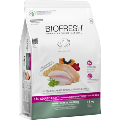 Ração Seca Biofresh Mix de Carne, Frutas, Legumes e Ervas Frescas Light Cães de Raças Grandes e Gigantes