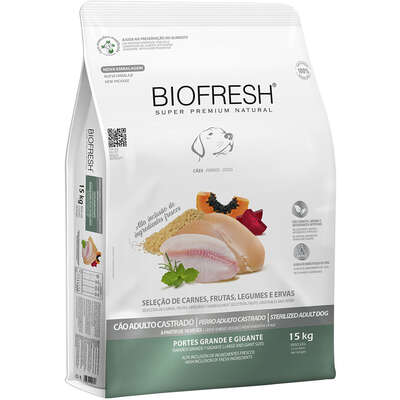 Ração Seca Biofresh Mix de Carne, Frutas, Legumes e Ervas Frescas Cães Castrados de Raças Grandes e Gigantes