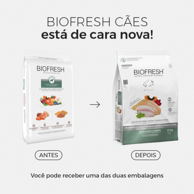 Ração Seca Biofresh Mix de Carne, Frutas, Legumes e Ervas Frescas Cães Castrados de Raças Grandes e Gigantes