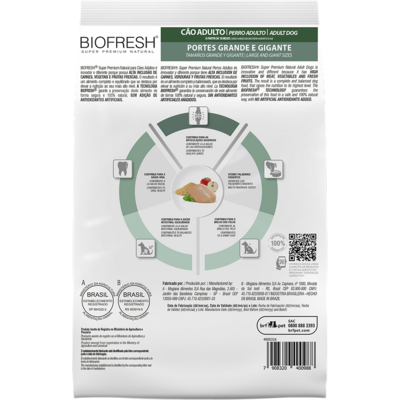 Ração Seca Biofresh Frango, Maçã, Arroz integral e Ervas Cães Adultos Raças Grandes e Gigantes
