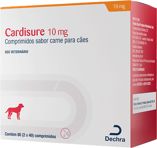 Tratamento da Insuficiência Cardíaca Cardisure 10 mg para Cães - 80 Comprimidos