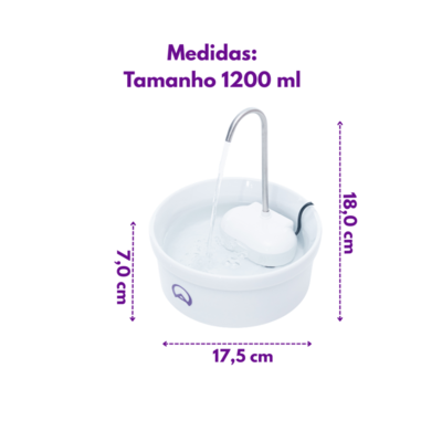 Fonte Bebedouro Porcelana Amicus Aqua para Cães e Gatos Branca