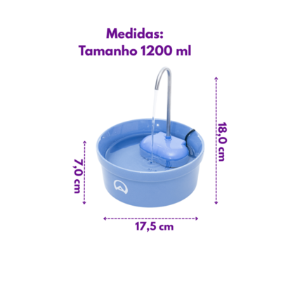 Fonte Bebedouro Porcelana Amicus Aqua para Cães e Gatos Azul