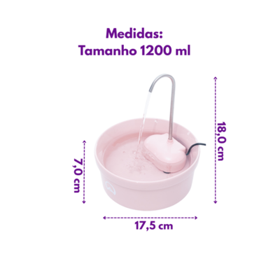 Fonte Bebedouro Porcelana Amicus Aqua para Cães e Gatos Rosa