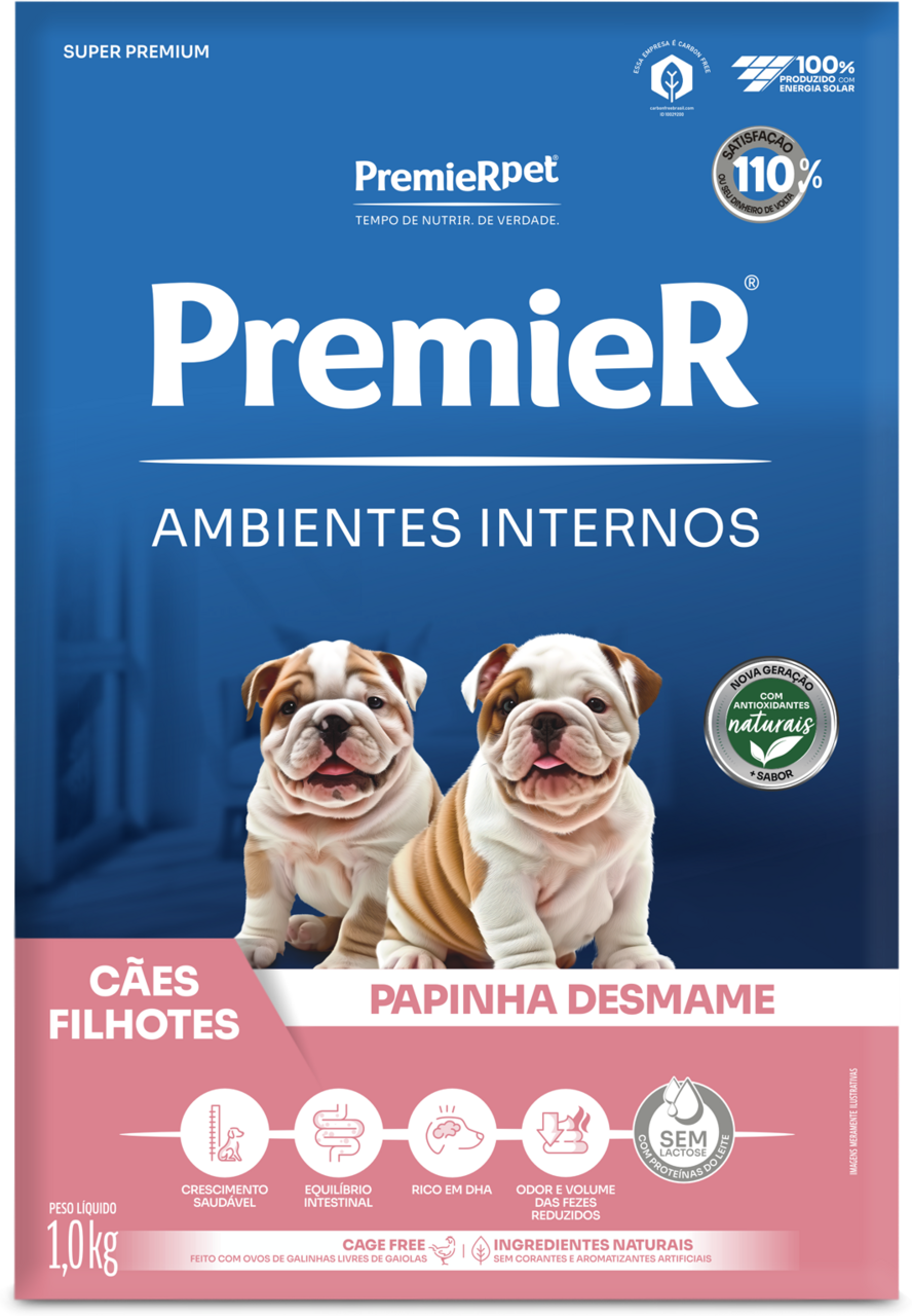 Papinha Desmame Premier Pet Ambientes Internos Cães Filhotes - 1Kg