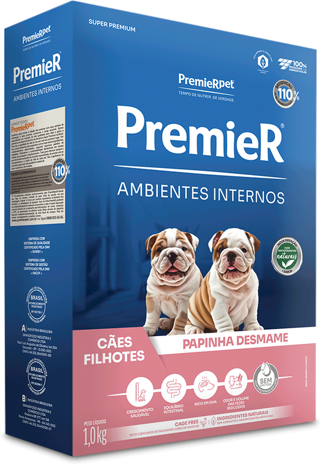 Papinha Desmame Premier Pet Ambientes Internos Cães Filhotes - 1Kg