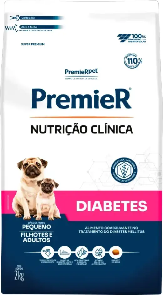 Ração Premier Pet Nutrição Clínica Diabetes para Cães Adultos Pequeno Porte - 2Kg