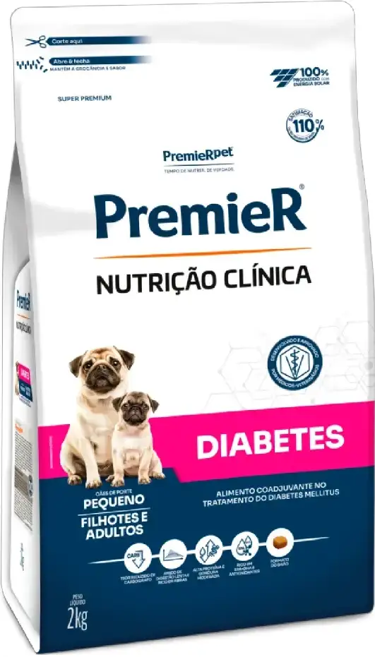 Ração Premier Pet Nutrição Clínica Diabetes para Cães Adultos Pequeno Porte - 2Kg