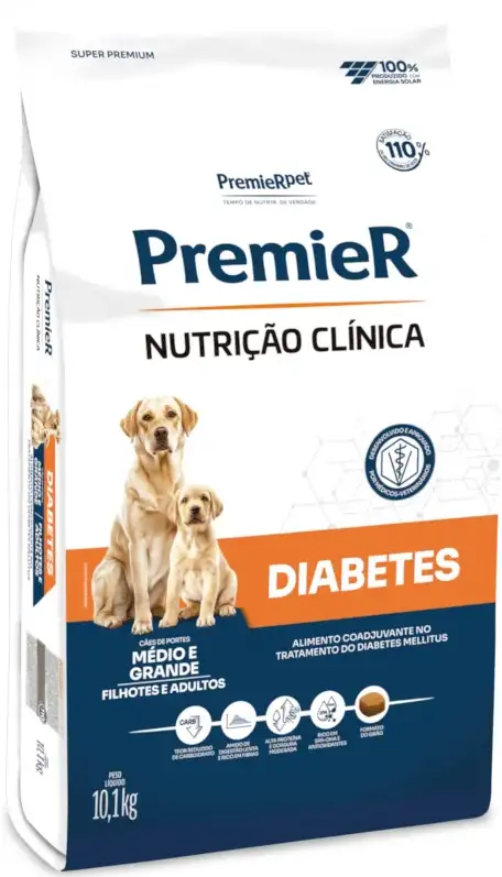 Ração Premier Pet Nutrição Clínica Diabetes para Cães Adultos Médio e Grande Portes - 10,1Kg