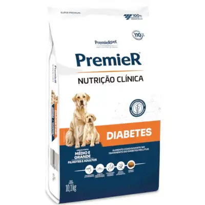 Ração Premier Pet Nutrição Clínica Diabetes para Cães Adultos Médio e Grande Portes