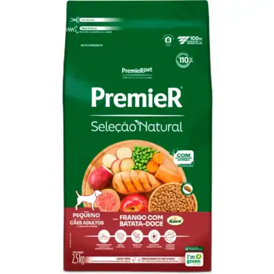 Ração Premier Pet Seleção Natural Cães Adultos Raças Pequenas Frango Korin com Batata Doce
