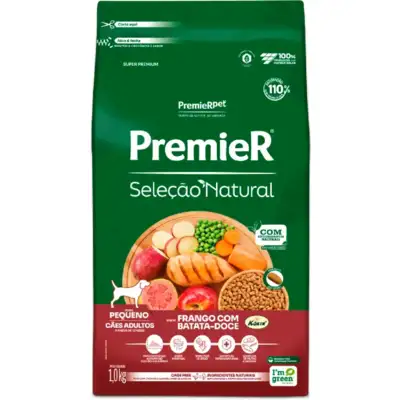 Ração Premier Pet Seleção Natural Cães Adultos Raças Pequenas Frango Korin com Batata Doce