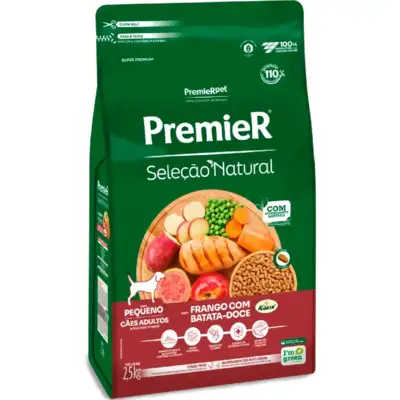 Ração Premier Pet Seleção Natural Cães Adultos Raças Pequenas Frango Korin com Batata Doce