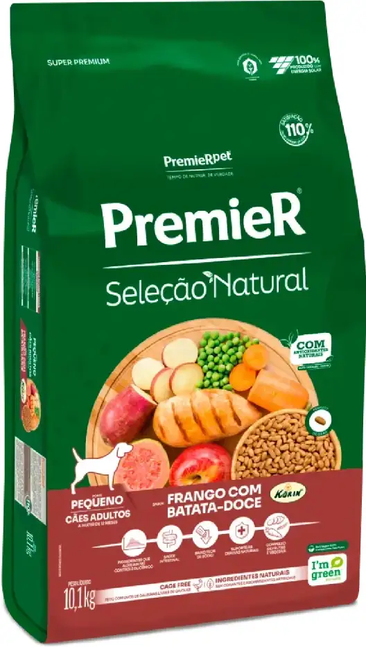 Ração Premier Pet Seleção Natural Cães Adultos Raças Pequenas Frango Korin com Batata Doce - 10,1Kg