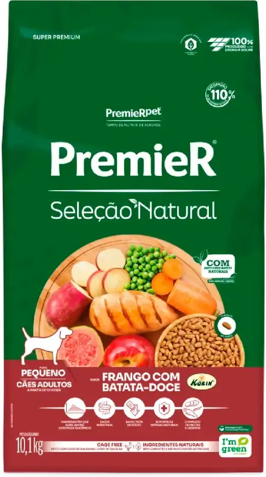 Ração Premier Pet Seleção Natural Cães Adultos Raças Pequenas Frango Korin com Batata Doce - 10,1Kg