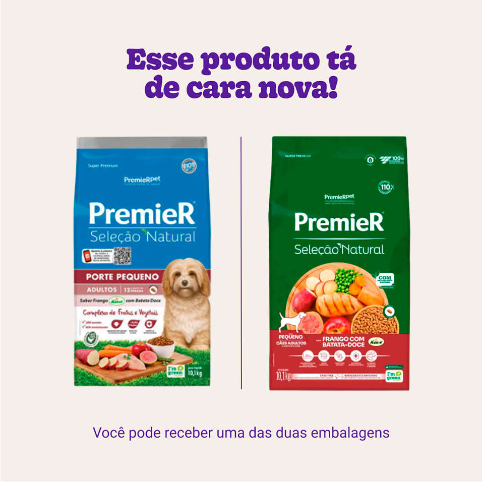 Ração Premier Pet Seleção Natural Cães Adultos Raças Pequenas Frango Korin com Batata Doce - 10,1Kg