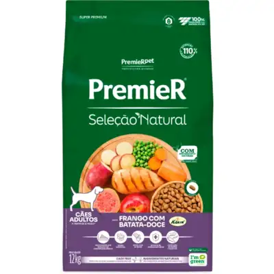 Ração Premier Pet Seleção Natural Cães Adultos Frango Korin com Batata Doce
