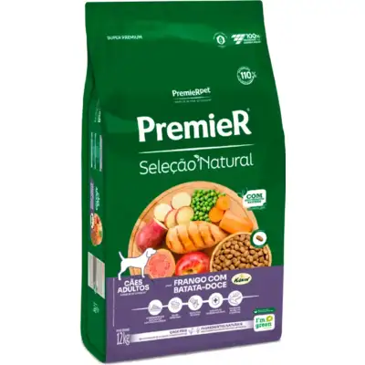 Ração Premier Pet Seleção Natural Cães Adultos Frango Korin com Batata Doce