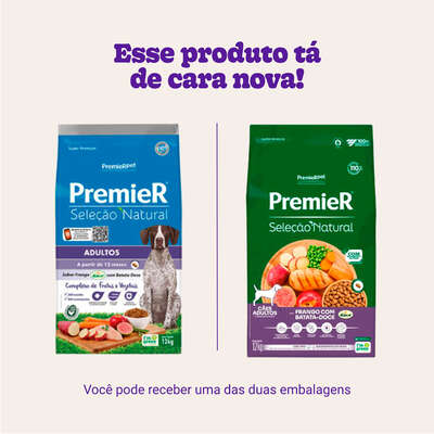 Ração Premier Pet Seleção Natural Cães Adultos Frango Korin com Batata Doce”