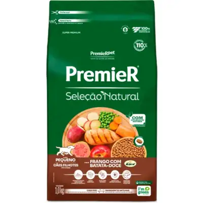 Ração Premier Pet Seleção Natural Frango Korin com Batata Doce Cães Filhotes Raças Pequenas