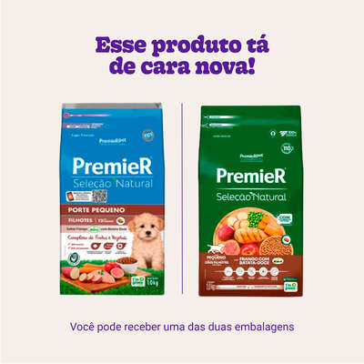Ração Premier Pet Seleção Natural Frango Korin com Batata Doce Cães Filhotes Raças Pequenas