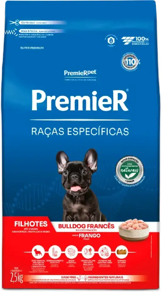 Ração Seca Premier Pet Raças Específicas Bulldog Francês para Cães Filhotes - 2,5Kg