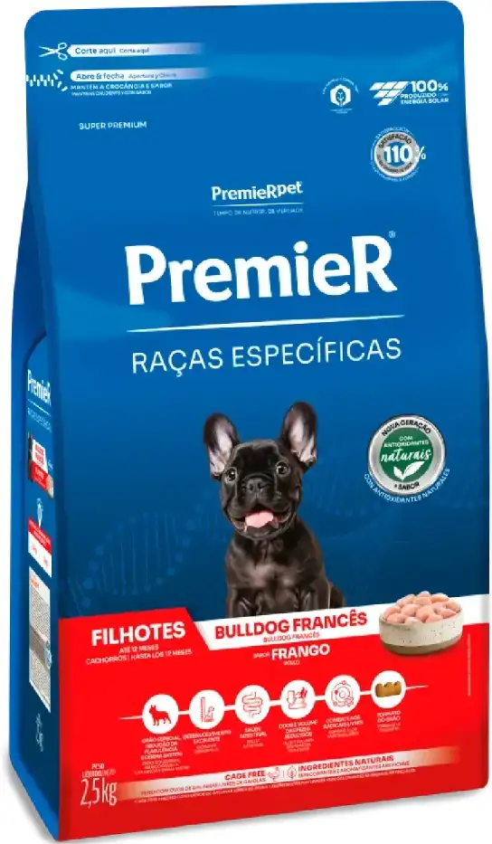 Ração Seca Premier Pet Raças Específicas Bulldog Francês para Cães Filhotes - 2,5Kg