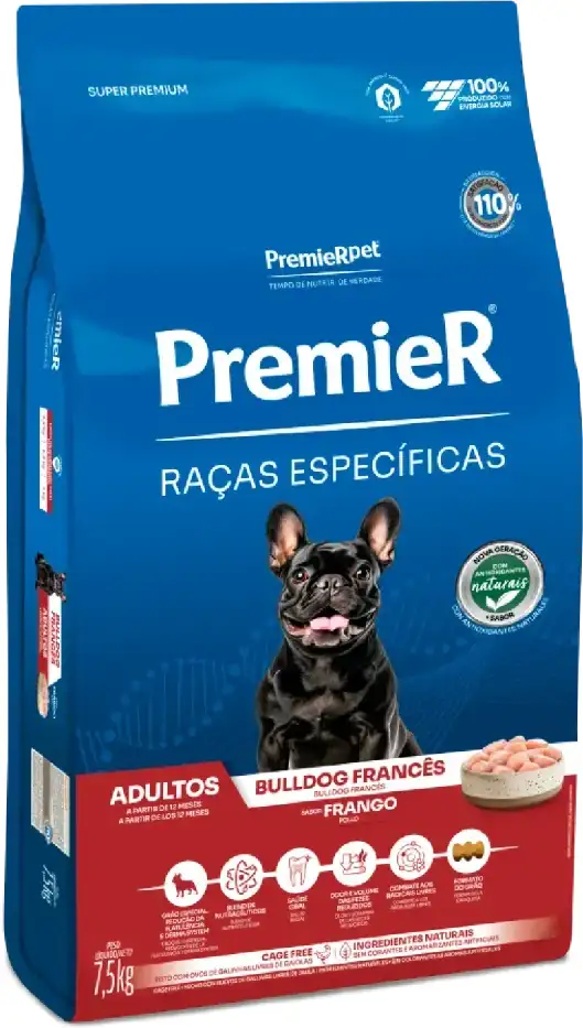 Ração Seca Premier Pet Raças Específicas Bulldog Francês para Cães Adultos - 7,5Kg