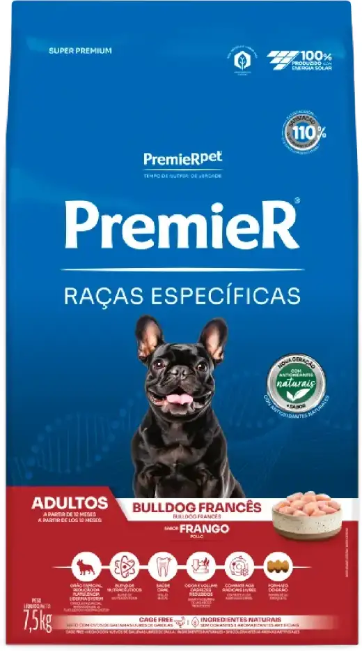 Ração Seca Premier Pet Raças Específicas Bulldog Francês para Cães Adultos - 7,5Kg