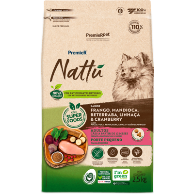 Ração Seca PremieR Pet Nattú Mandioca para Cães Adultos de Pequeno Porte