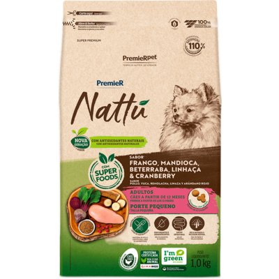 Ração Seca PremieR Pet Nattú Mandioca para Cães Adultos de Pequeno Porte