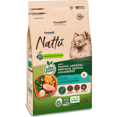 Ração Seca PremieR Pet Nattú Abóbora para Cães Adultos de Pequeno Porte