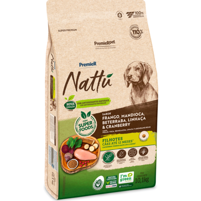 Ração Seca PremieR Nattú Mandioca para Cães Filhotes