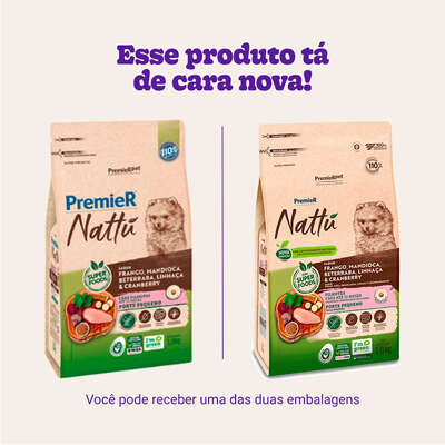 Ração Seca PremieR Nattú Mandioca para Cães Filhotes de Pequeno Porte