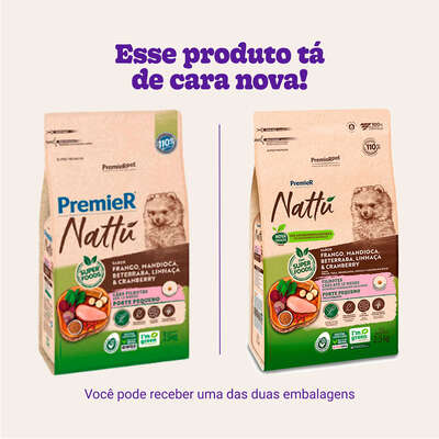 Ração Seca PremieR Nattú Mandioca para Cães Filhotes de Pequeno Porte