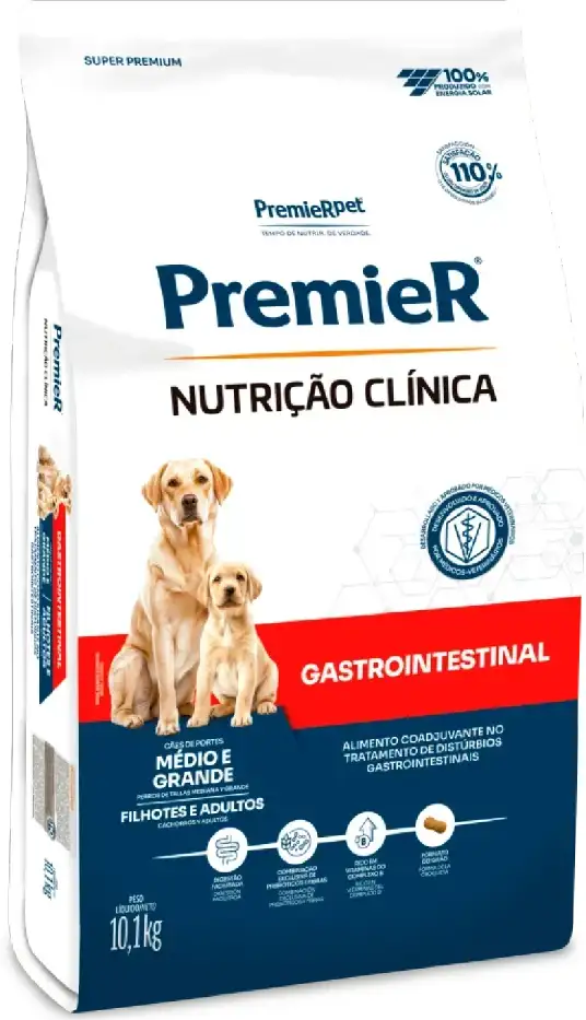 Ração Premier Nutrição Clínica Gastrointestinal para Cães Adultos Médio e Grande Porte - 10,1Kg