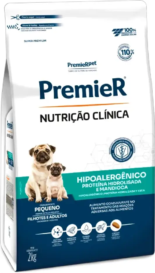 Ração Premier Nutrição Clínica Hipoalergênico para Cães Adultos Pequeno Porte - 2Kg